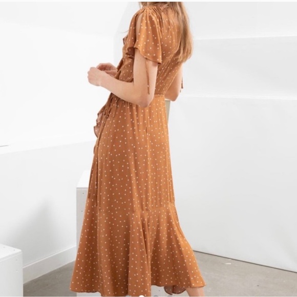 & Other Stories Polka Dot Wrap Handkerchief Midi Dress Size 0 - Picture 3 of 11